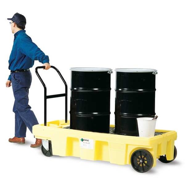 Enpac Spill Containment Truck, 57 gal Spill Capacity, 2 Drums, 500 lb Load Capacity, Polyethylene - 5200-YE
