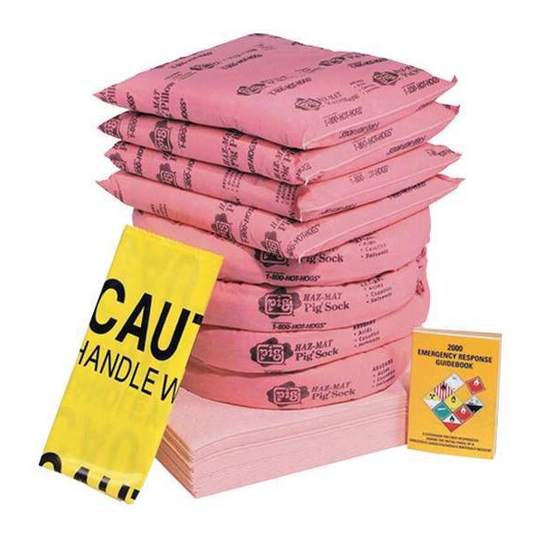 Pig Spill Kit Refill, 21 gal Volume Absorbed per Kit, Box, Pink, 45 - RFL336