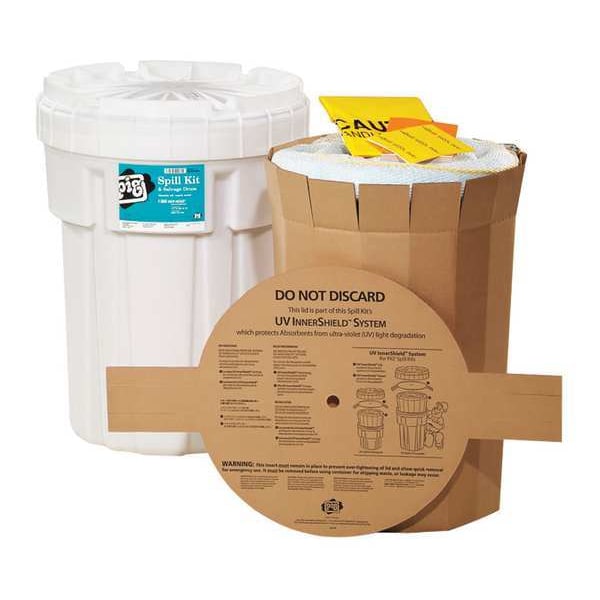 Pig Spill Kit, 21 gal Volume Absorbed per Kit, 30 gal Capacity, Drum, White, 46 - KIT436
