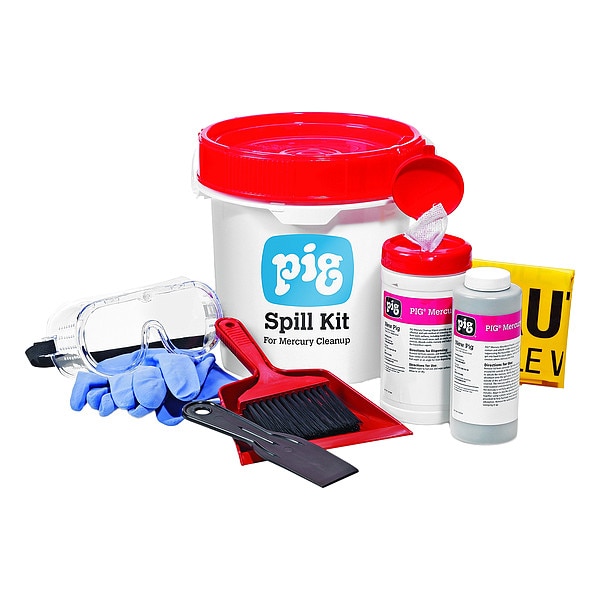Pig Spill Kit, 35 oz Volume Absorbed per Kit, 3 1/2 gal Capacity, Bucket, White, 9 - KIT600