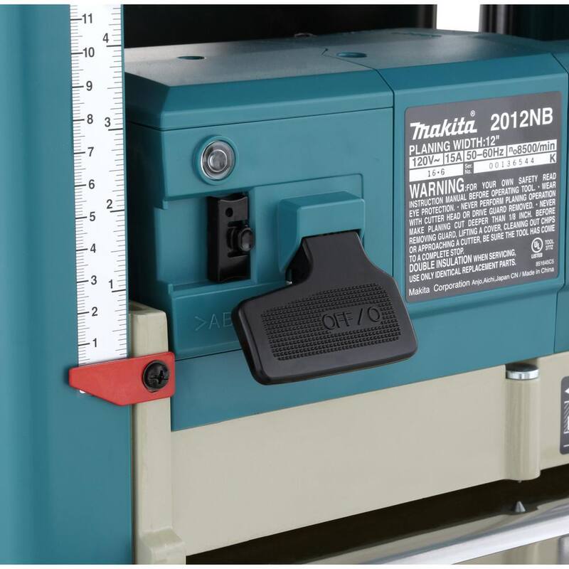 Cepilladora portátil compacta con cable de 15 amperes y 12 pulgadas de Makita, con abrazadera de cabeza automatizada Interna-Lok y juego de cuchillas - 2012NB
