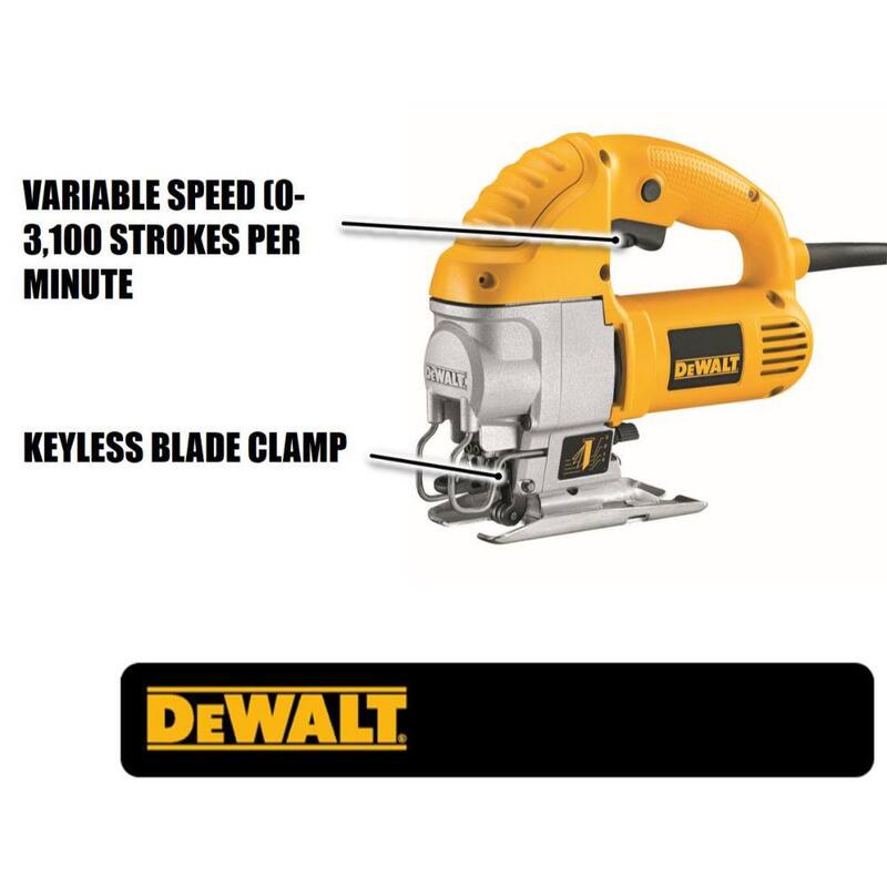Sierra de calar con cable DEWALT de 5.5 amperes y velocidad variable con estuche - DW317K