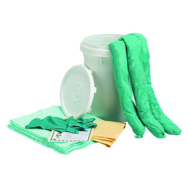 Condor Spill Kit, 9 gal Volume Absorbed per Kit, 6 1/2 gal Capacity, Bucket, White, 16 - 436M96