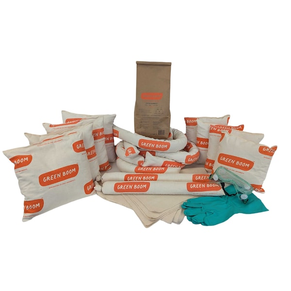 Green Boom Spill Kit, 11 gal Volume Absorbed per Kit, 10 gal Capacity, Drum - SK010MR