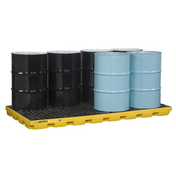 Justrite 8 Drum Accumulation Center, 98 Gallon Spill Capacity, No Drain, Yellow - 28660 - 28660
