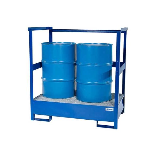 Denios Spill Pallet, 66 gal Spill Capacity, 2 Drums, 1,200 lb Load Capacity, Steel - K17-3202