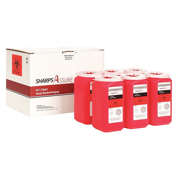 Sharps Assure Sharps Container, 18 gal., Red, Snap Lid - SA1Q6