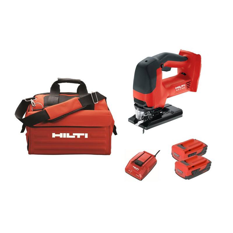 Sierra de vaivén orbital sin llave inalámbrica Hilti 22 voltios SJD 6-A con velocidad variable Kit de sierra de calar con (2) baterías de 2.6 amperes de iones de litio, cargador y bolso - 3608328