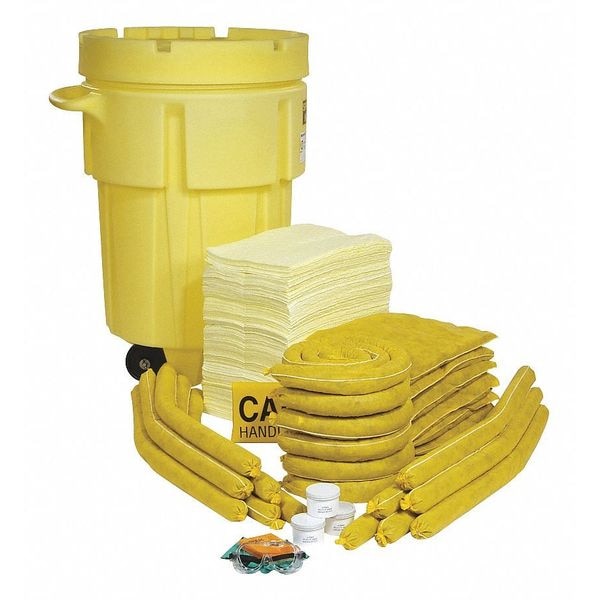 Spilltech Spill Kit, 80 gal Volume Absorbed per Kit, 95 gal Capacity, Drum, Yellow, 196 - SPKHZ-95-WD