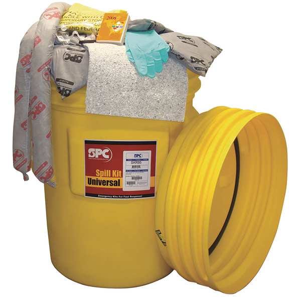 Brady Spill Kit, 93 gal Volume Absorbed per Kit, 95 gal Capacity, Drum, Yellow - SKR-95