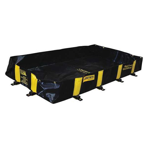 Justrite 4' x 6' x 12", 175 Gallon Spill Capacity, Drive Over Berm, Rigid-Lock, Black - 28512