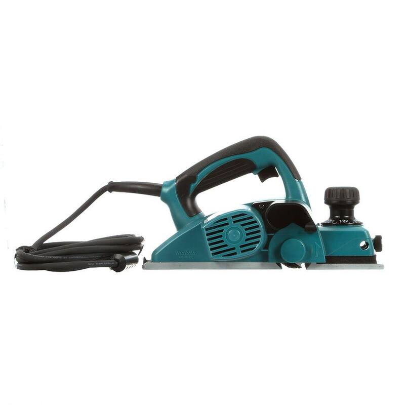 Juego de cepillo eléctrico de mano con cable Makita de 6.5 amperes y 3-1/4 pulgadas con juego de cuchillas y estuche rígido - KP0800K