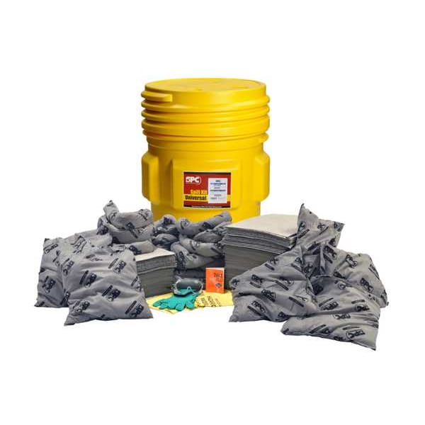 Brady Spill Kit, 63 gal Volume Absorbed per Kit, 65 gal Capacity, Drum, Yellow - SKA65-TAA