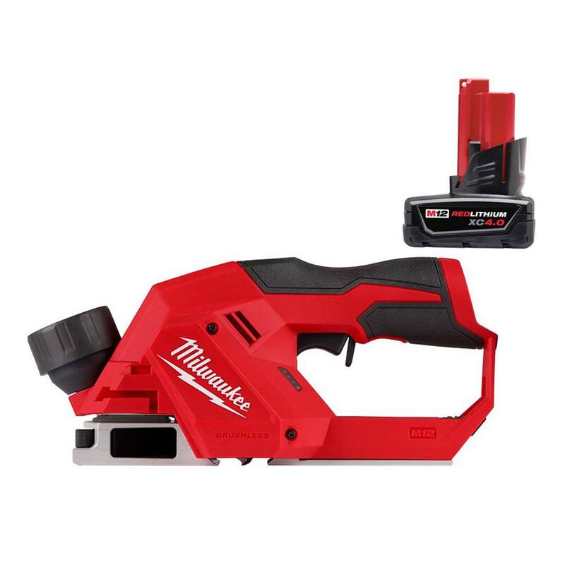 Milwaukee M12 12V Lithium-Ion cepillo inalámbrico sin escobillas de 2 pulgadas con paquete de batería M12 XC 4.0 Ah - 2524-20-48-11-2440