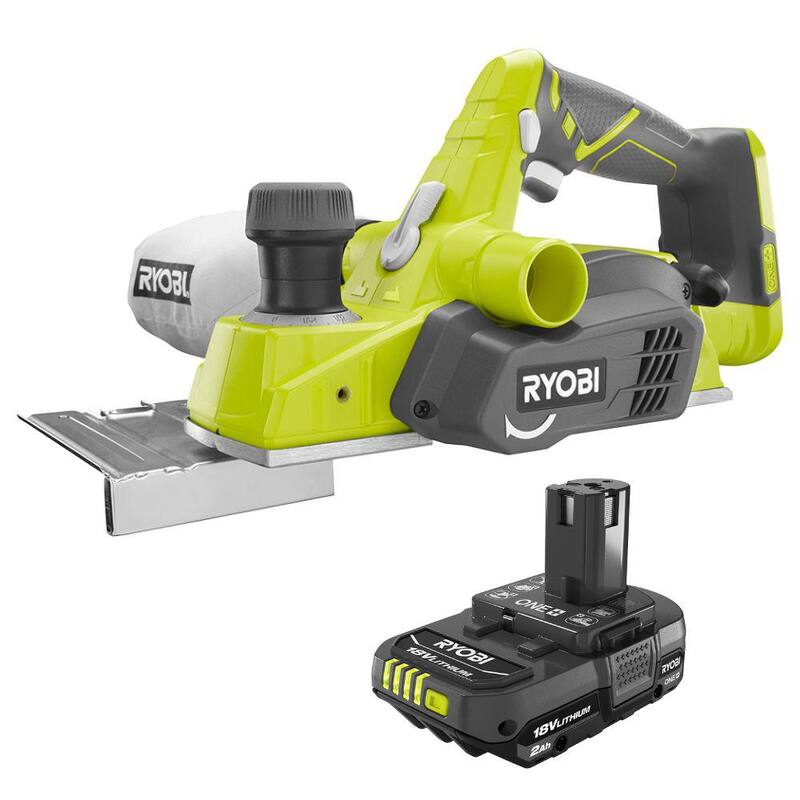 RYOBI ONE+ 18V Cepilladora inalámbrica de 3-1/4 pulgadas con bolsa de polvo y batería de 2.0 Ah - P611-PBP006