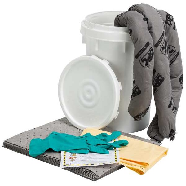 Brady Spill Kit, 9 gal Volume Absorbed per Kit, 6 1/2 gal Capacity, Bucket, White - SKA-BKT