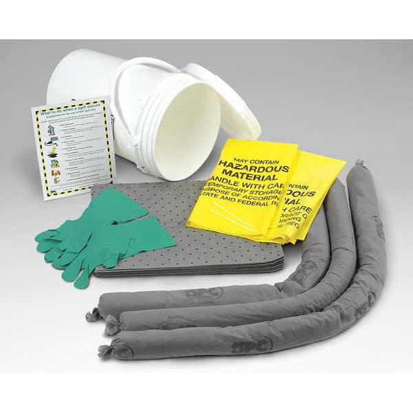 Brady Spill Kit, 9 gal Volume Absorbed per Kit, 6 1/2 gal Capacity, Bucket, White - SKA-BKT