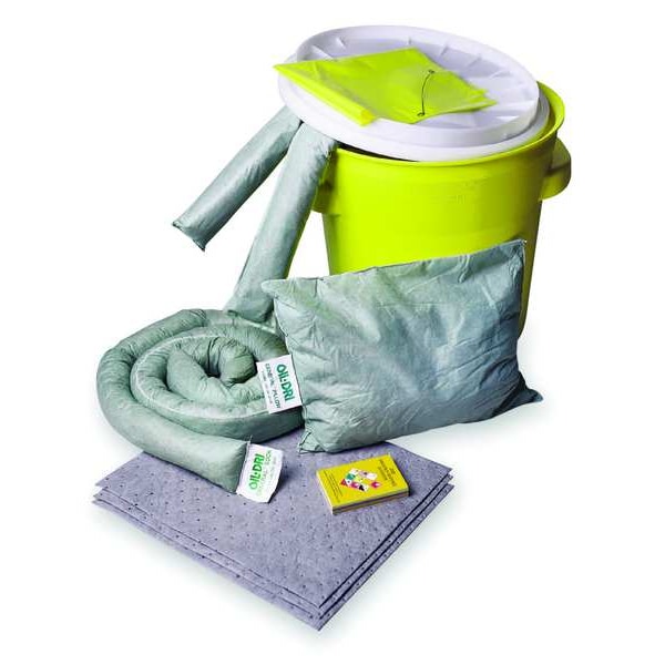 Oil-Dri Spill Kit, 17 gal Volume Absorbed per Kit, 20 gal Capacity, Lab Pack, Yellow - L90410
