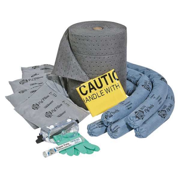 Pig Spill Kit Refill, 14 gal Volume Absorbed per Kit, Not Applicable Capacity, Box, Blue/Gray, 19 - RFL244