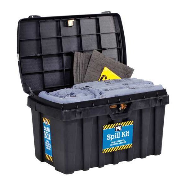 Pig Spill Kit, 38 gal Volume Absorbed per Kit, Not Applicable Capacity, Chest, Black, 125 - KIT234