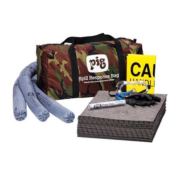 Pig Spill Kit, 9 gal Volume Absorbed per Kit, Bag, Camouflage, 43 - KIT298