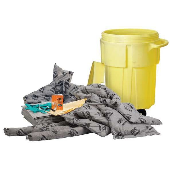Brady Spill Kit, 38 gal Volume Absorbed per Kit, 55 gal Capacity, Drum, Yellow - SKA-55W