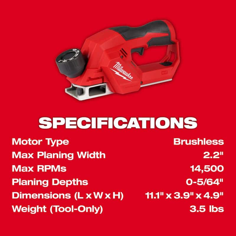 Milwaukee M12 12V Cepillo Inalámbrico de 2 pulgadas con batería M12 XC 4.0Ah y cargador - 2524-20-48-59-2440