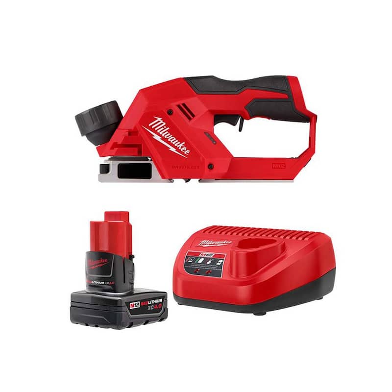 Milwaukee M12 12V Cepillo Inalámbrico de 2 pulgadas con batería M12 XC 4.0Ah y cargador - 2524-20-48-59-2440