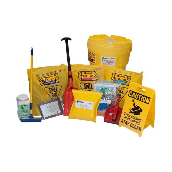 Enpac Spill Kit, 39 gal Volume Absorbed per Kit, 30 gal Capacity, Drum, Yellow, 14 - 13-SHT30