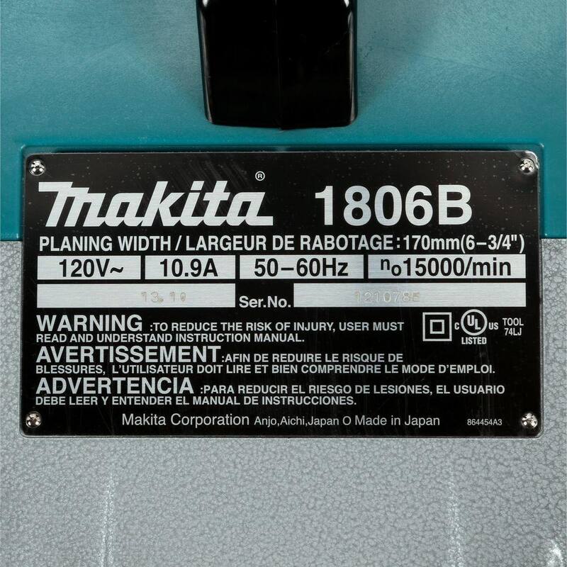 Makita 10.9 Amperios 6-3/4 pulgadas Cepillo Eléctrico con cable - 1806B