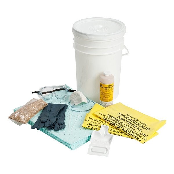 Brady Spill Kit, 9 gal Volume Absorbed per Kit, 6 1/2 gal Capacity, Bucket - SK-FORM