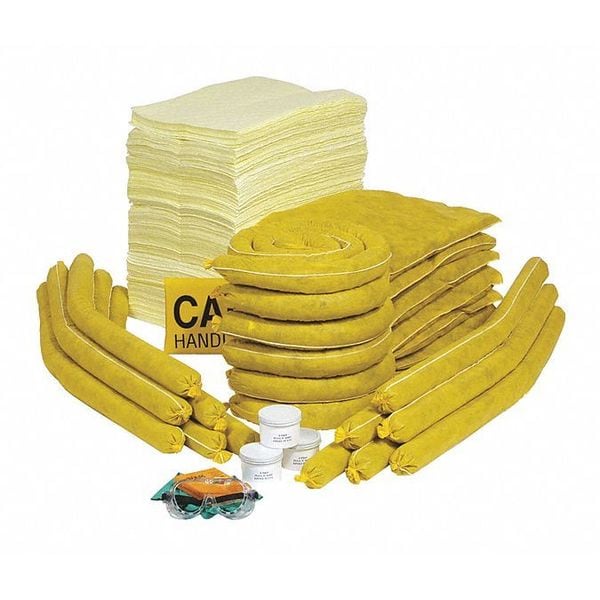 Spilltech Spill Kit Refill, 80 gal Volume Absorbed per Kit, 95 gal Capacity, Box, Yellow, 196 - RSPKHZ-95