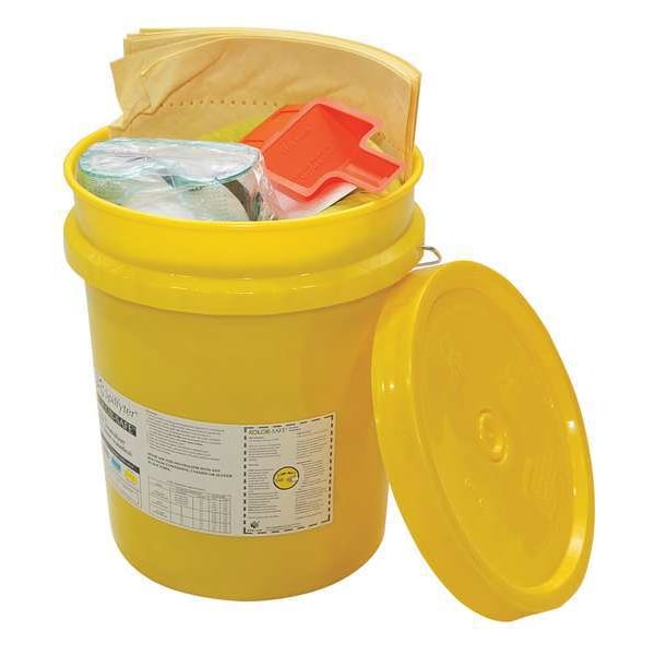 Spilfyter Base Neutralizing Spill Kit, 3 gal Volume Absorbed per Kit, 5 gal Capacity, Bucket, Yellow - 270006