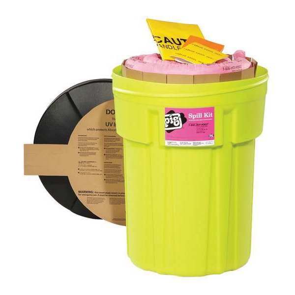Pig Spill Kit, 21 gal Volume Absorbed per Kit, 30 gal Capacity, Drum, Green, 45 - KIT310