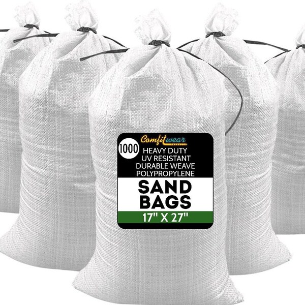 Comfitwear Heavy Duty Durable SandBags Empty Woven Sand Bags 17 x 27, 100PK - PSB-1727-1000