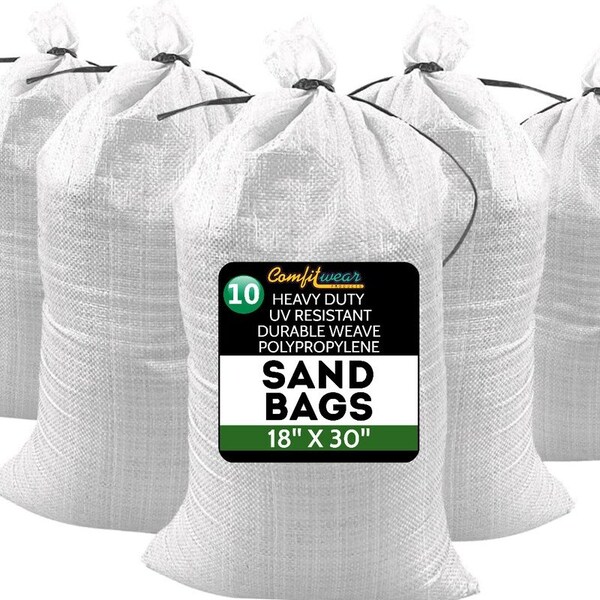 Comfitwear Heavy Duty Durable SandBags Empty Woven Sand Bags 18 x 30, 10PK - PSB-1830-10