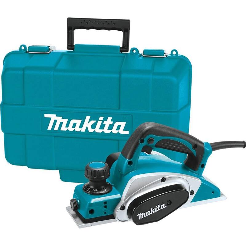 Juego de cepillo eléctrico con cable de 6.5 amperes de 3.25 pulgadas de Makita, juego de cuchillas y estuche resistente con cuchillas de acero de alta velocidad de 3.25 pulgadas - KP0800K-D-46230