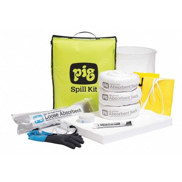 Pig Spill Kit, 7 gal Volume Absorbed per Kit, Not Applicable Capacity, Bag, Yellow - KIT633