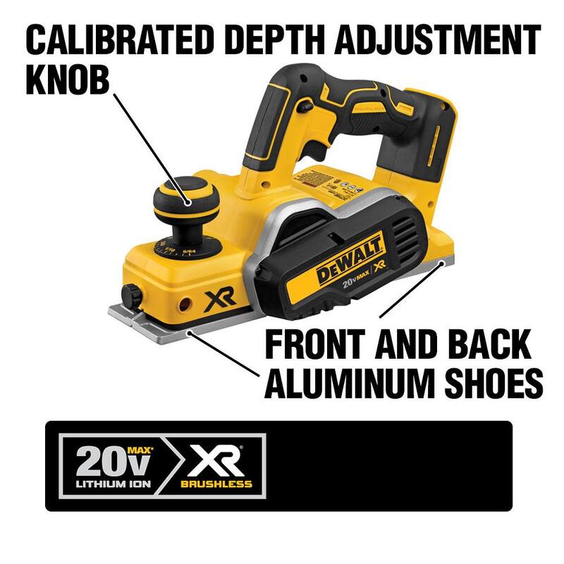 DEWALT 20V MAX XR Inalámbrico sin escobillas 3-1/4 pulgadas Cepillo y (1) Batería compacta de iones de litio 20V MAX 2.0Ah - DCP580Bwb