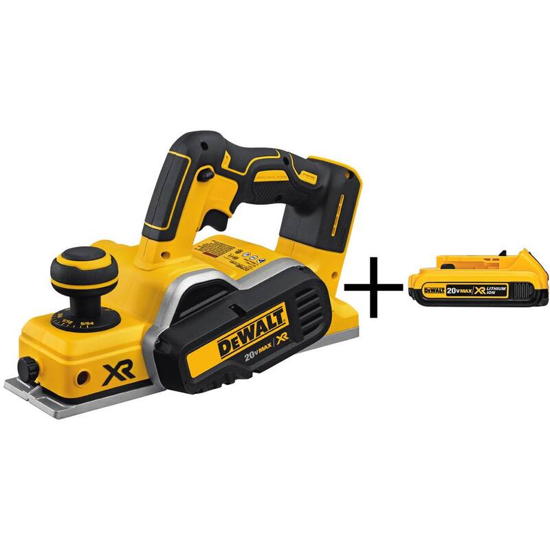 DEWALT 20V MAX XR Inalámbrico sin escobillas 3-1/4 pulgadas Cepillo y (1) Batería compacta de iones de litio 20V MAX 2.0Ah - DCP580Bwb