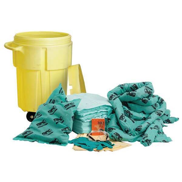 Brady Spill Kit, 38 gal Volume Absorbed per Kit, 55 gal Capacity, Drum, Yellow - SKH-55W
