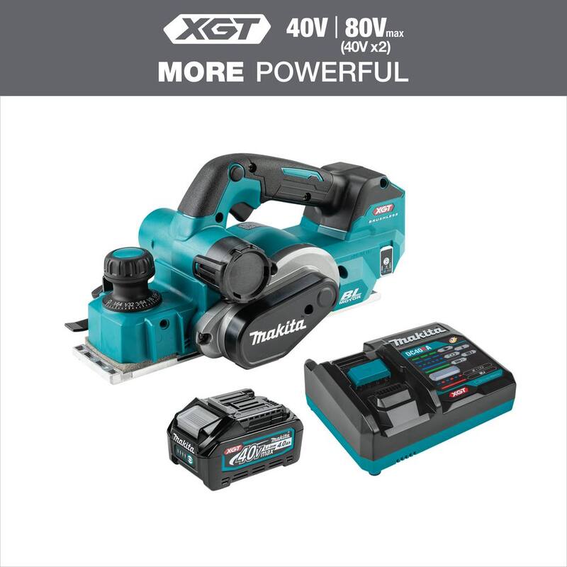 Kit de cepillo inalámbrico sin escobillas Makita 40-Volt XGT de 3-1/4 pulgadas, capaz de AWS (4.0Ah) - GPK01M1