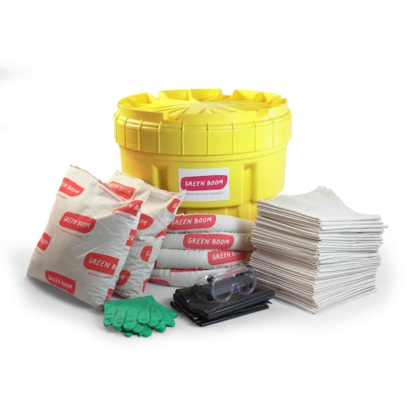 Green Boom Spill Kit, 20 gal Volume Absorbed per Kit, 20 gal Capacity, Drum - SK020ISPM