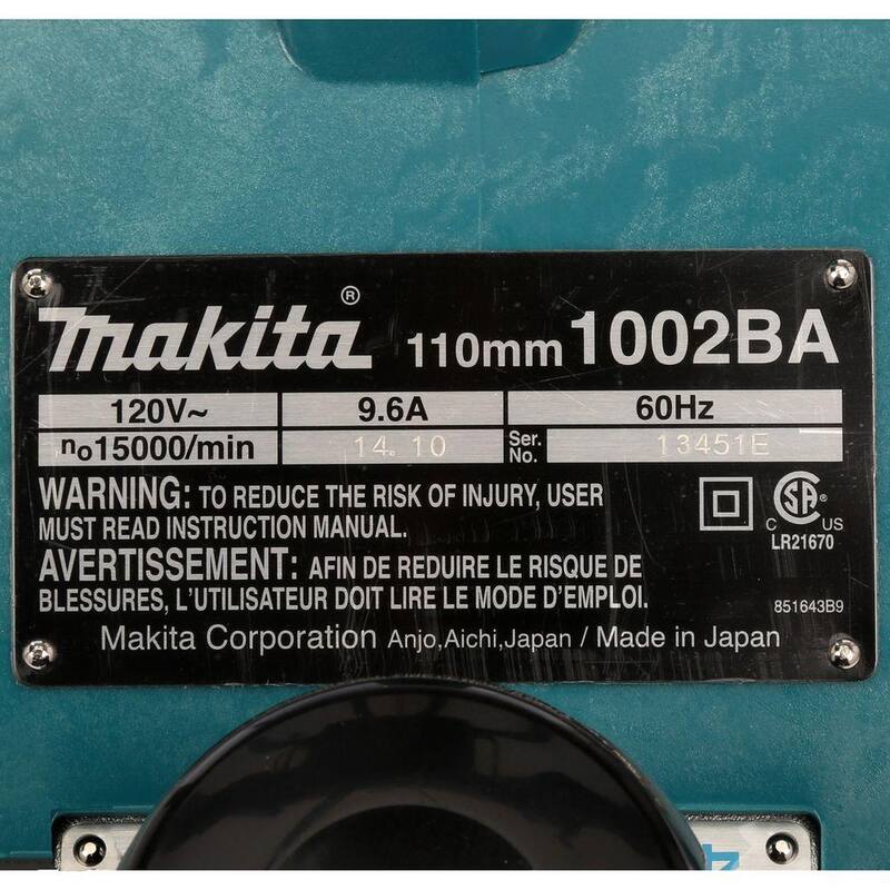 Makita 9.6 Amp 4-3/8 pulgadas Cepillo Eléctrico con Base Curva y (2) Cuchillas - 1002BA