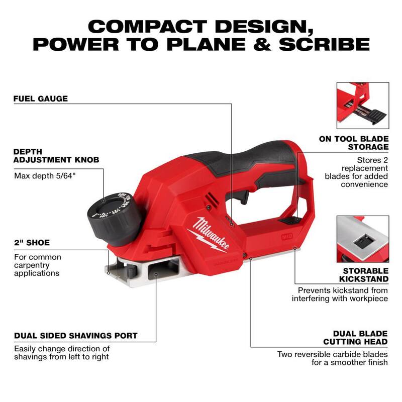 Milwaukee M12 12V Lithium-Ion Cepillo inalámbrico sin escobillas de 2 pulgadas con sierra recíproca HACKZALL M12 - 2524-20-2520-20