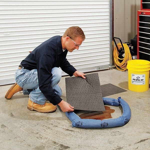 Pig Spill Kit, 4 gal Volume Absorbed per Kit, 5 gal Capacity, Bucket, Yellow, 19 - 45301