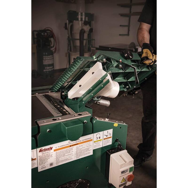 Grizzly Industrial 12 in. 5 HP Cepillo/Canteadora con Cabezal de Corte V-Helicoidal - G0634X