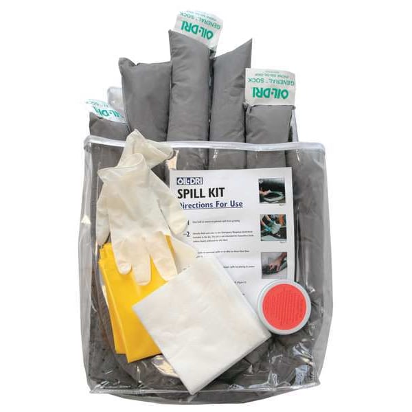 Oil-Dri Spill Kit, 7 gal Volume Absorbed per Kit, Bag, Clear - L90671