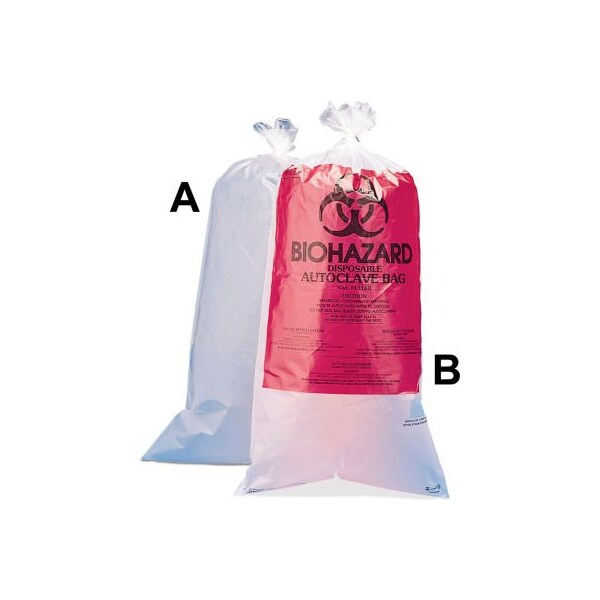 Bel-Art Bel-Art Clear Biohazard Disposal Bags, Non-Printed, 1-3 Gallon, 1.5 mil Thick, 12"W x 24"H, 100/PK - 13160-0005