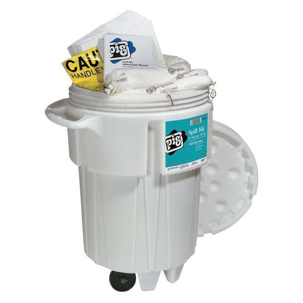 Pig Spill Kit, 52 gal Volume Absorbed per Kit, 95 gal Capacity, Drum, White, 91 - KIT441-WH